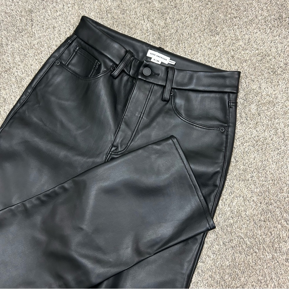 Good American Better Than Leather Faux Good Icon Size 6/28 Black